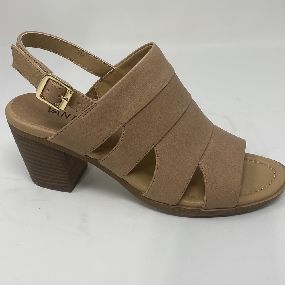 VANELI Mayo Sabbia Womens Block Heel Sling Back Upper Leather Buckle Size 7M NEW